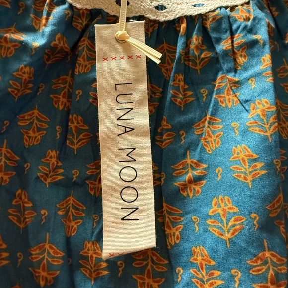 NWT Luna Moon Maxi Skirt Set 2pc Teal Peasant Crocheted Ruffled Boho - Medium - Picture 3 of 7